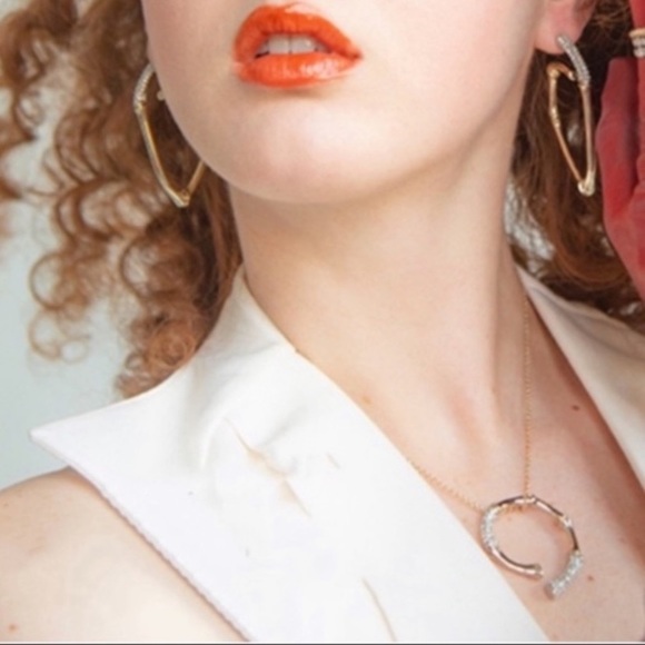 ALEXIS BITTAR • Gold & Silver Crystal Horseshoe Bamboo Pendant Necklace - Picture 10 of 10